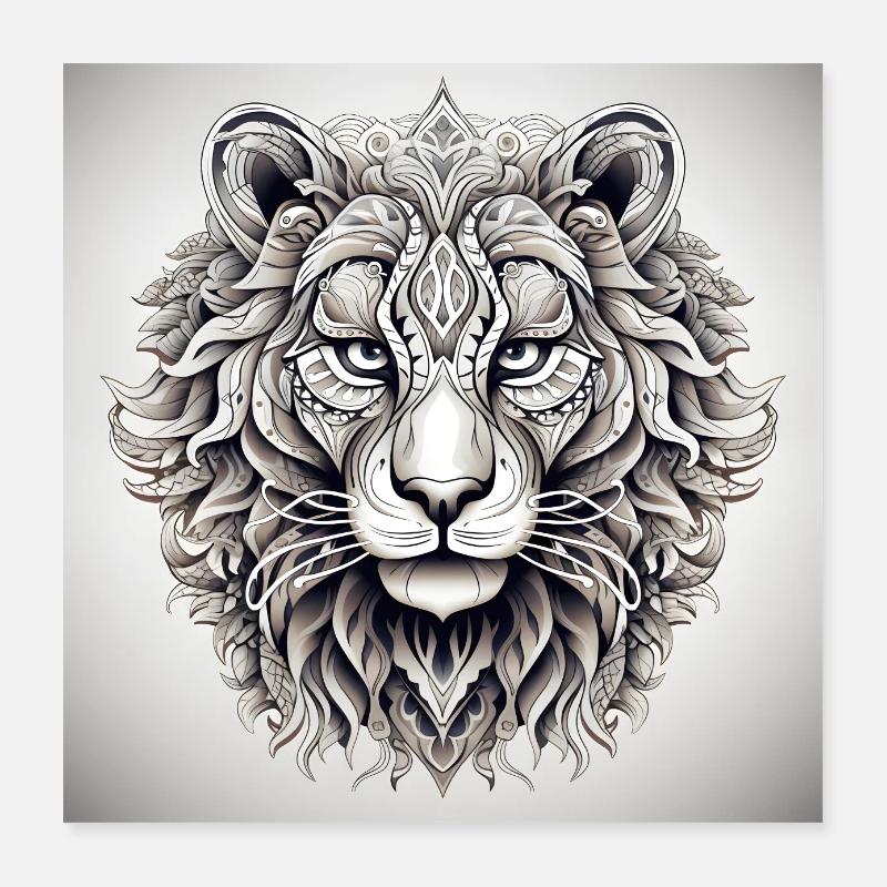MyCuteLion_2 - Poster 40 x 40 cm - blanc