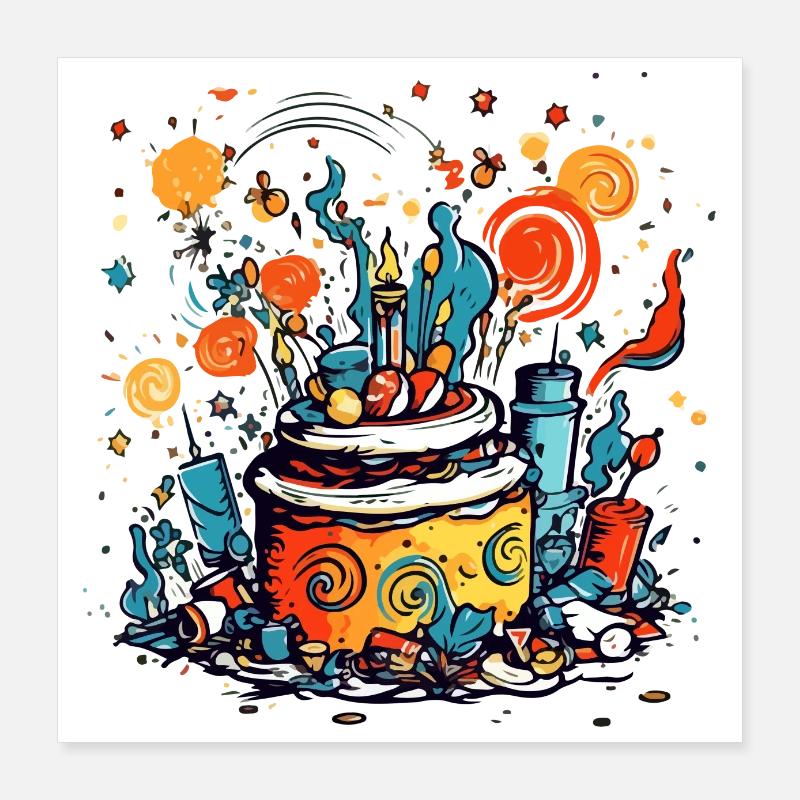 Birthday cake n°2 Poster 16" x 16" (40x40 cm)