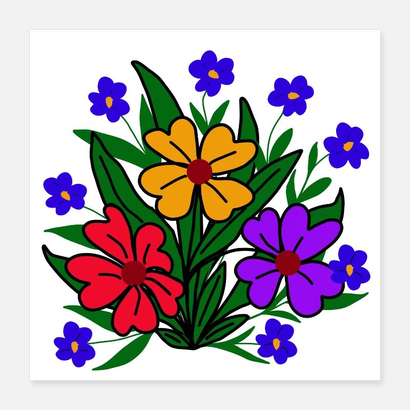 fleur colorée motif fleur vrille fleur fleur florale Poster 40 x 40 cm
