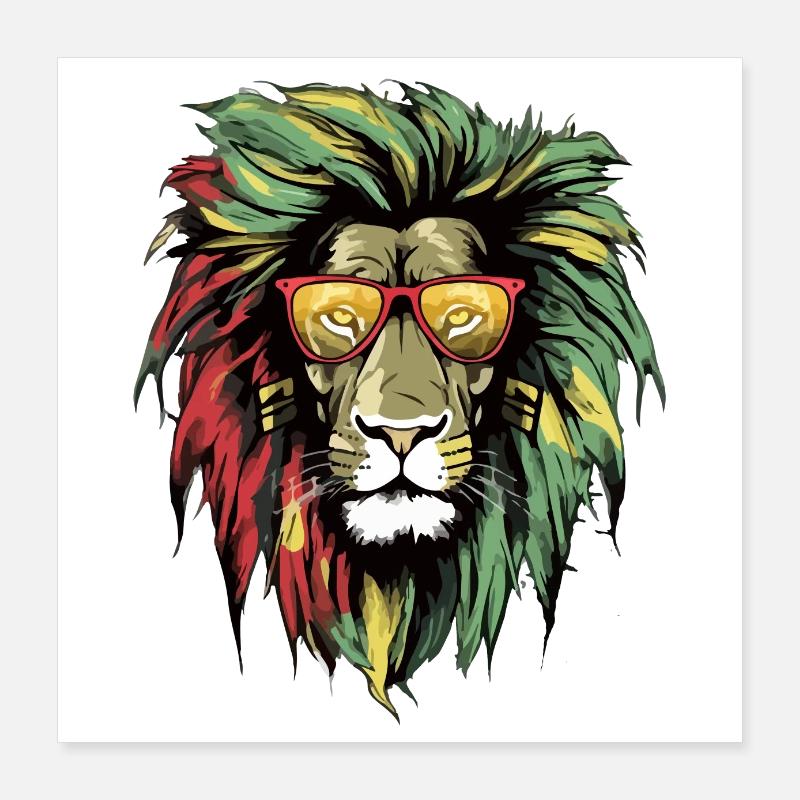 Kimo Rasta Lion Poster 16" x 16" (40x40 cm)