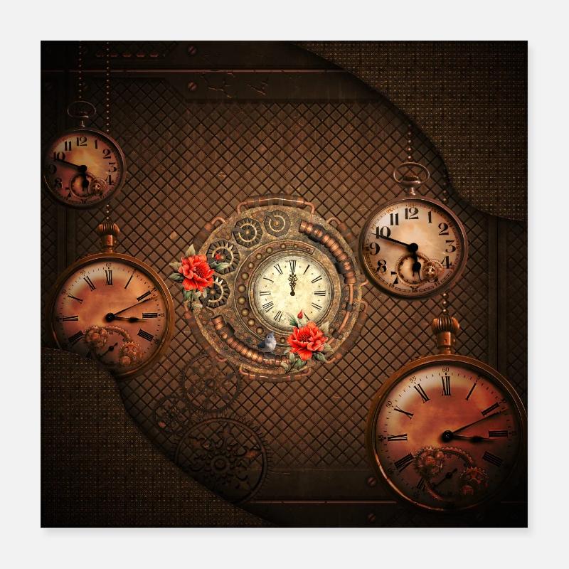 Meraviglioso orologio steampunk Poster 40x40 cm