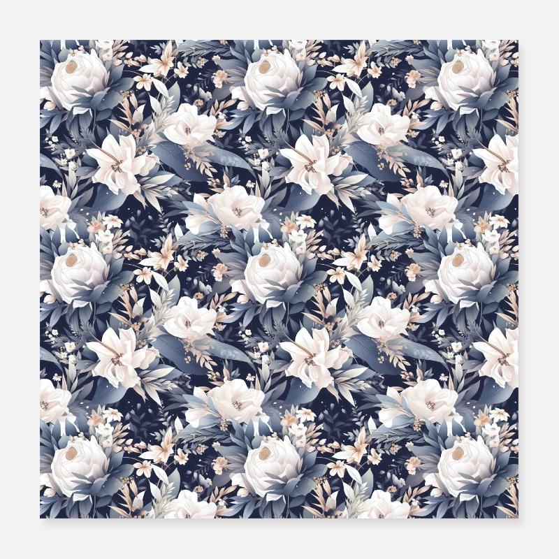 Roses Seamless Pattern Beautiful Elegant Aesthetic Poster 16" x 16" (40x40 cm)