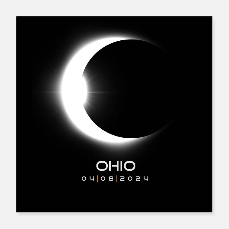 Ohio Eclipse 2024 Souvenir Cooles Andenken 8. April Poster 40x40 cm