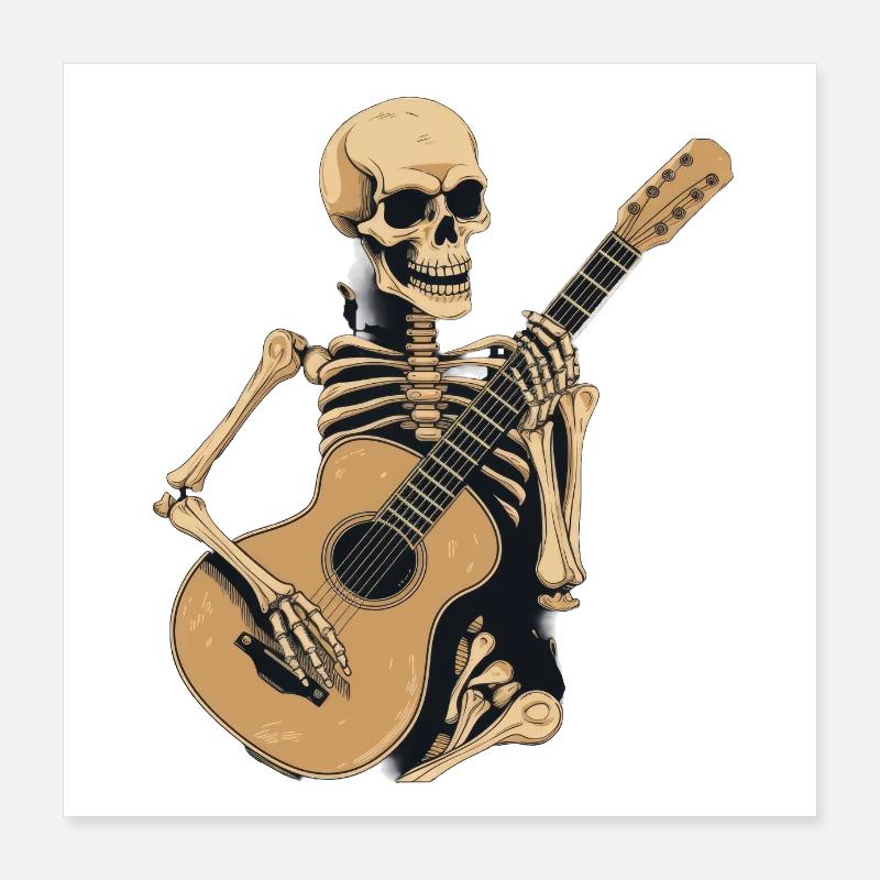 Squelette de Rockin Poster 40 x 40 cm