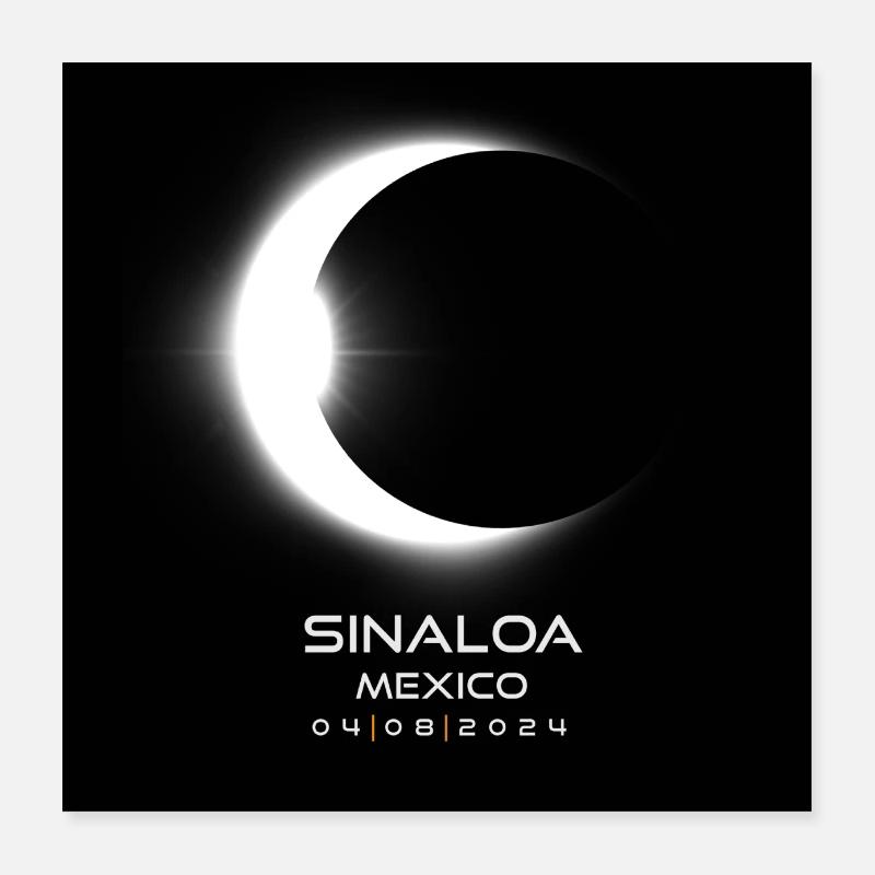Sinaloa Mexico Eclipse 2024 Souvenir Cool Memento Poster 16" x 16" (40x40 cm)