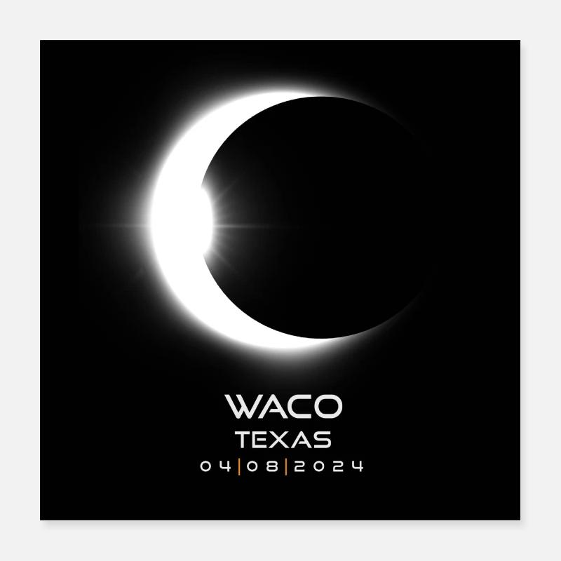 Waco Texas Eclipse 2024 Cooles Souvenir Erinnerungsstück Poster 40x40 cm