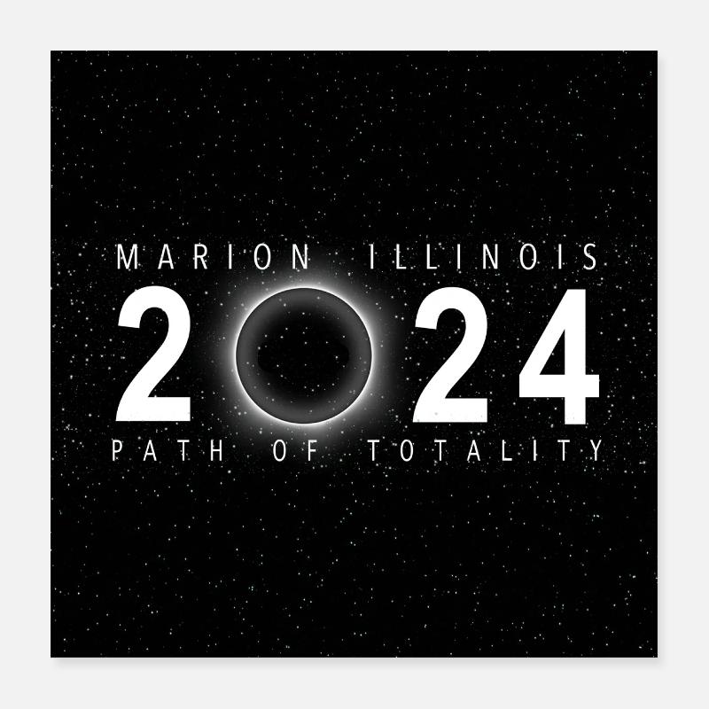 Marion Illinois 2024 Eclipse Souvenir Cool Poster 16" x 16" (40x40 cm)