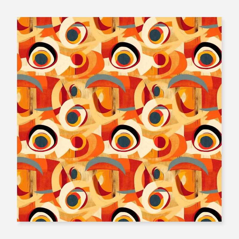 Abstract Seamless Pattern Shapes Lines Modern Art Poster 16" x 16" (40x40 cm)