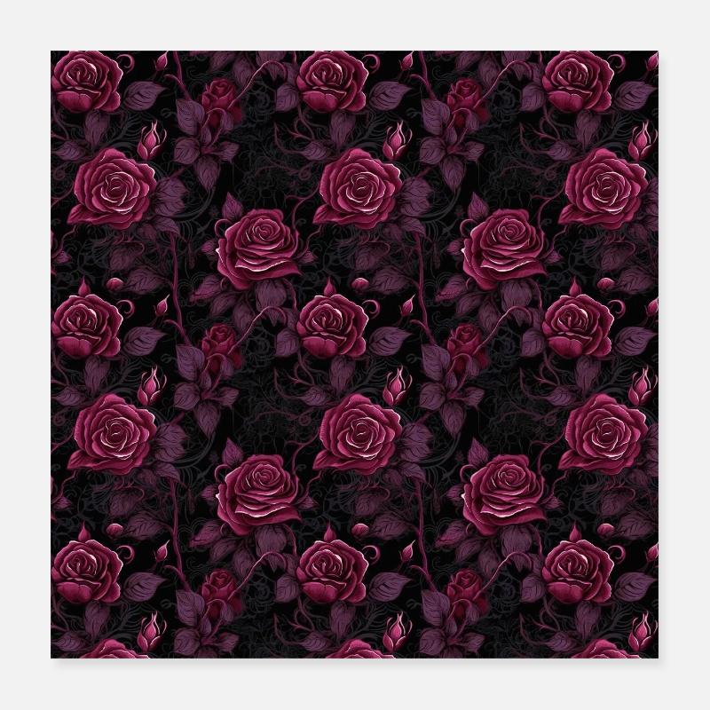 Roses Seamless Pattern Beautiful Elegant Aesthetic Poster 16" x 16" (40x40 cm)
