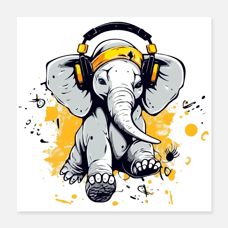 Lobi l'éléphant dansant Poster 40 x 40 cm