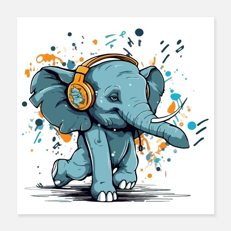 Mikoi the dancing elephant Poster 16" x 16" (40x40 cm)