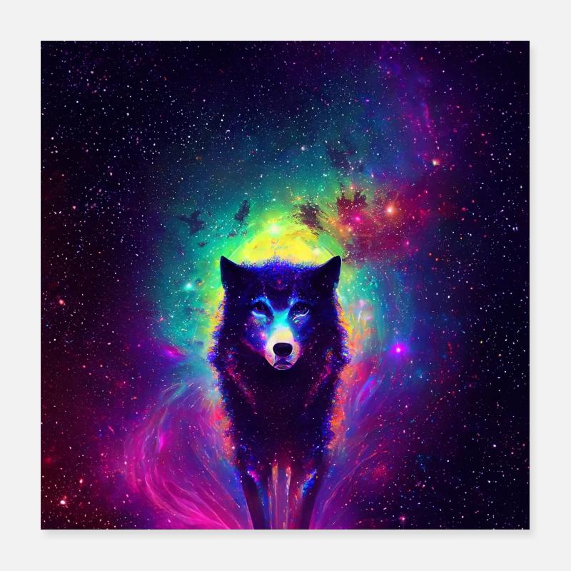 Black Space Wolf Poster 40x40 cm
