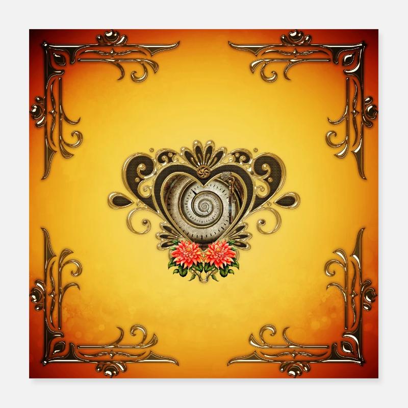 Wunderbares Steampunk-Herz Poster 40x40 cm