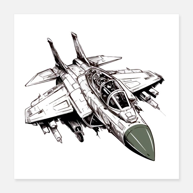 Avion flêche d argent Poster 40 x 40 cm