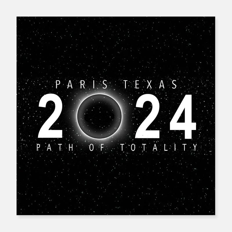 Paris Texas 2024 Eclipse Souvenir Cool Memento Poster 40 x 40 cm
