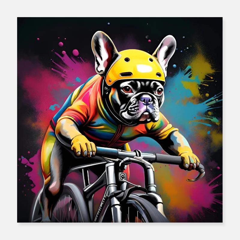 Cycliste de course de taureaux français Poster 40 x 40 cm