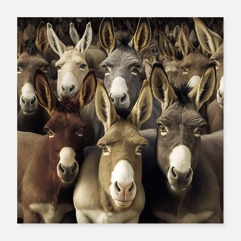 Donkeys Pattern Poster 16" x 16" (40x40 cm)