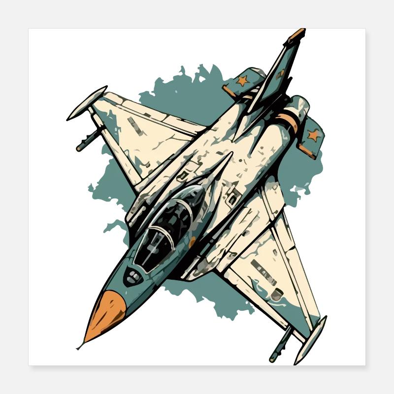 Blaues Sturmflugzeug Poster 40x40 cm