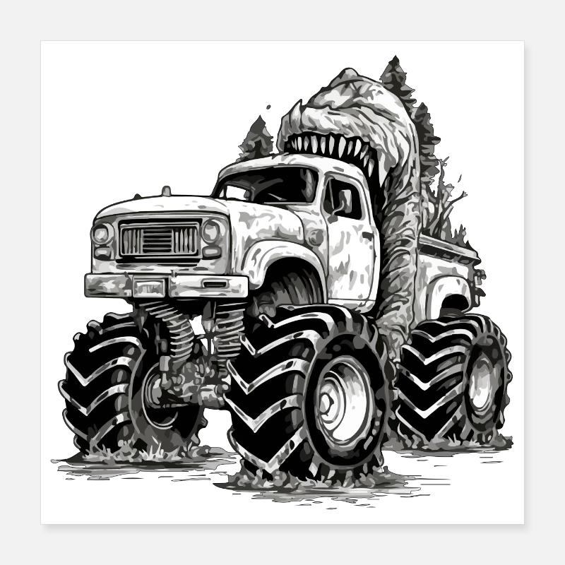 Monstertruck BeastBuster - Poster 40x40 cm - Weiß