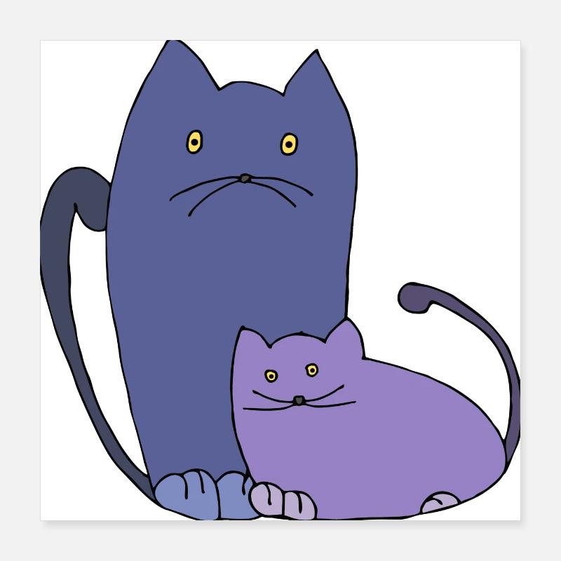 Chats lavande Poster 40 x 40 cm