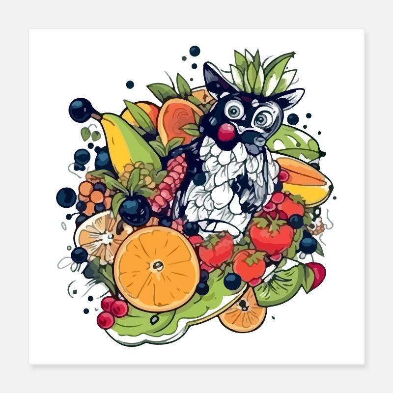 Eule in Früchten Poster 40x40 cm