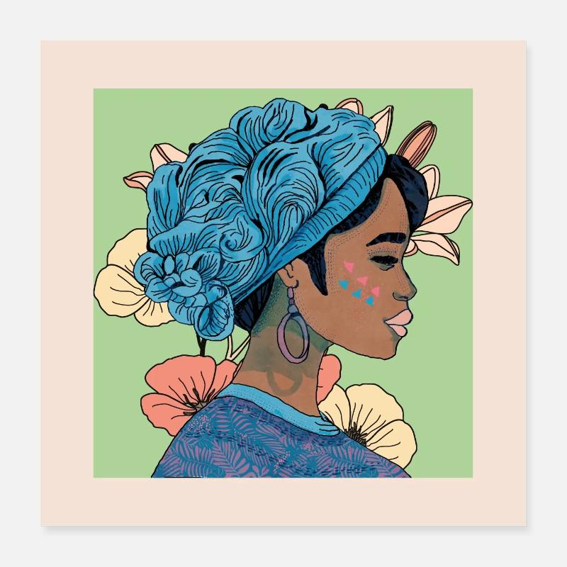 Femme avec orchidée Poster 40 x 40 cm