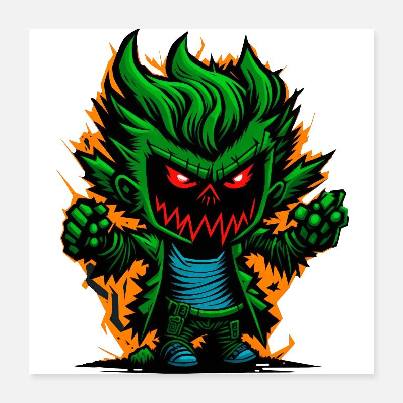Graffiti Halloween Zombie Kid Poster 16" x 16" (40x40 cm)
