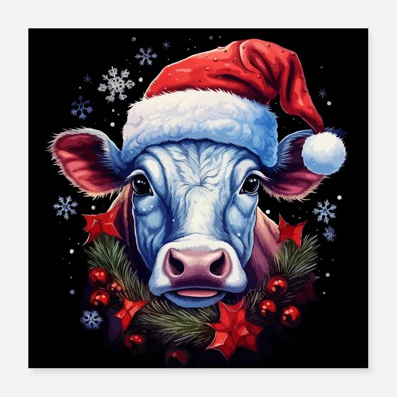 Weihnachtskuh Poster 40x40 cm