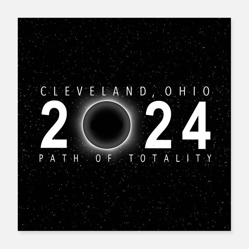 Cleveland Ohio 2024 Eclipse Souvenir Cool Memento Poster 16" x 16" (40x40 cm)