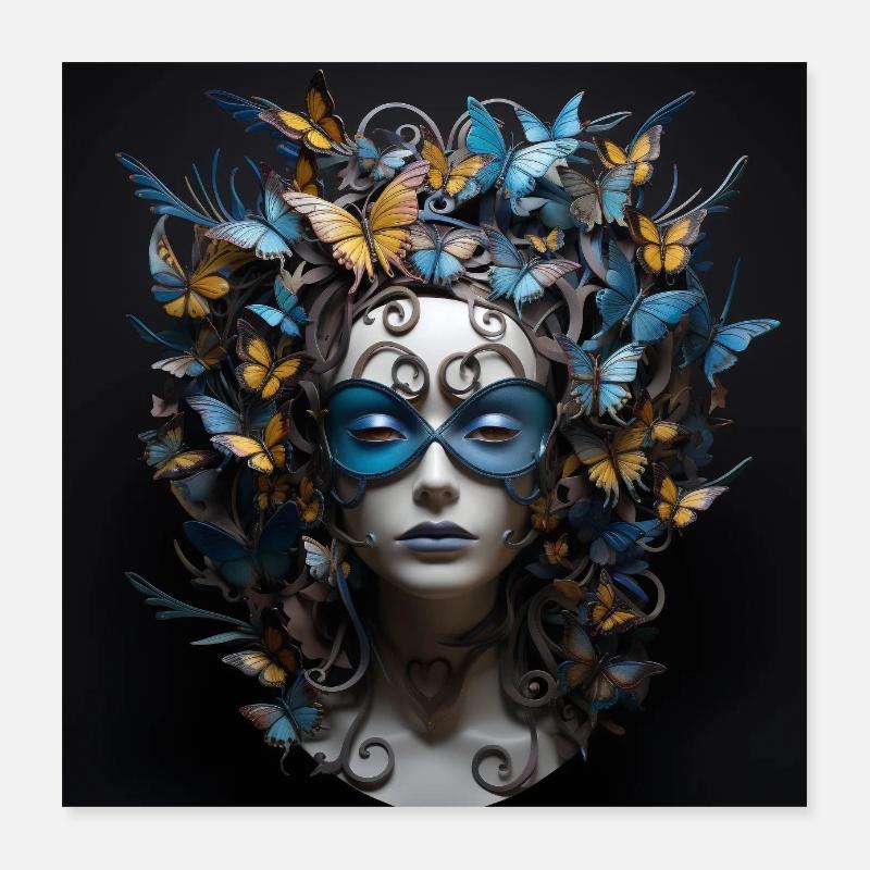 Bunte Maske Poster 40x40 cm