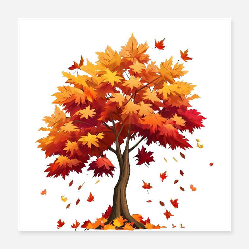 Autumn autumn leaves fall from the tree Poster 16" x 16" (40x40 cm)