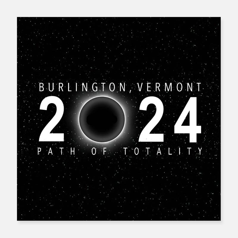 Burlington Vermont 2024 Eclipse Souvenir Cool Poster 40 x 40 cm