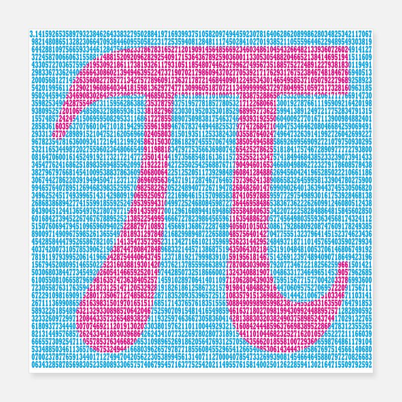 Pi Zahl Poster 40x40 cm