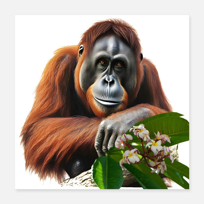 Orang-Utans leben oft nur noch in Gefangenschaft Poster 40x40 cm