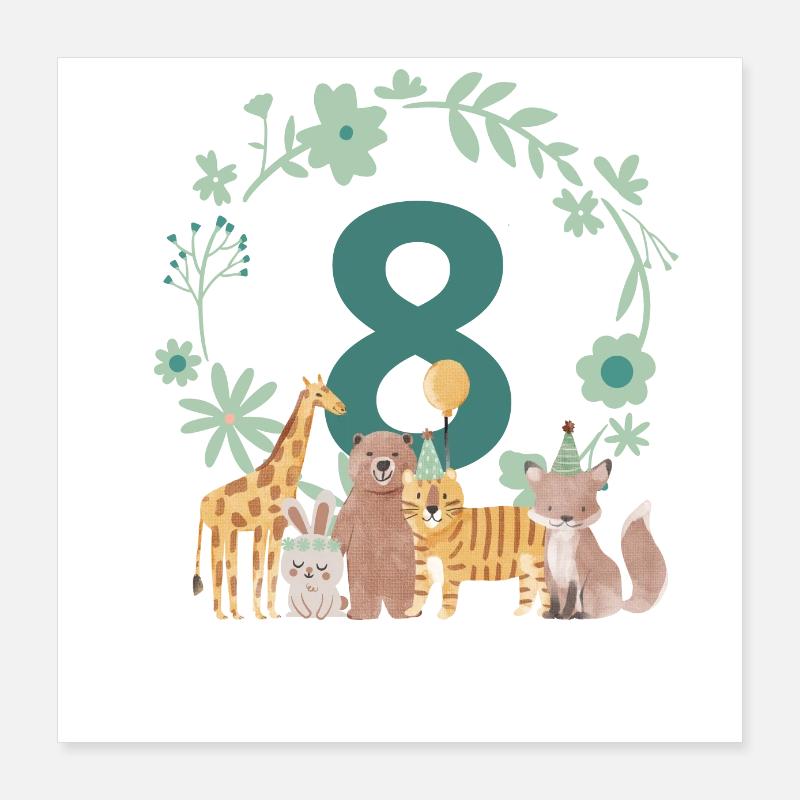 8th anniversary - eighth anniversary animals Poster 16" x 16" (40x40 cm)