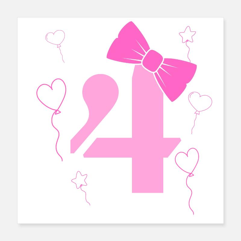 4e anniversaire fille Poster 40 x 40 cm