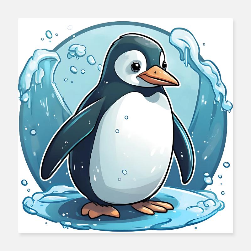 Drôle de pingouin bravant le froid Poster 40 x 40 cm