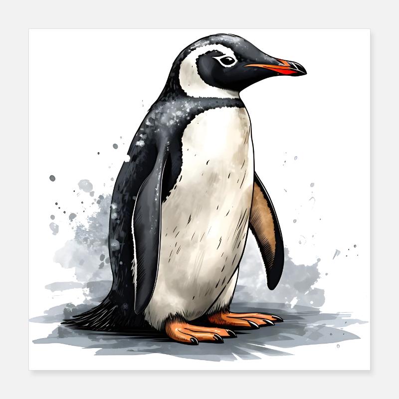 Pinguin auf Eisscholle Poster 40x40 cm