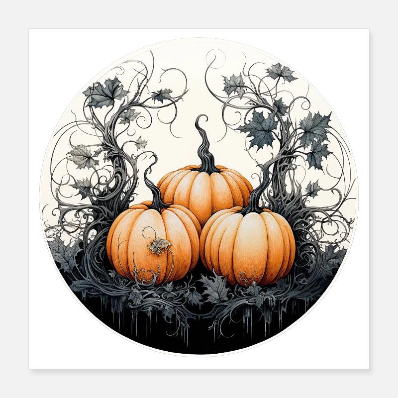 Pumpkins Halloween Poster 16" x 16" (40x40 cm)