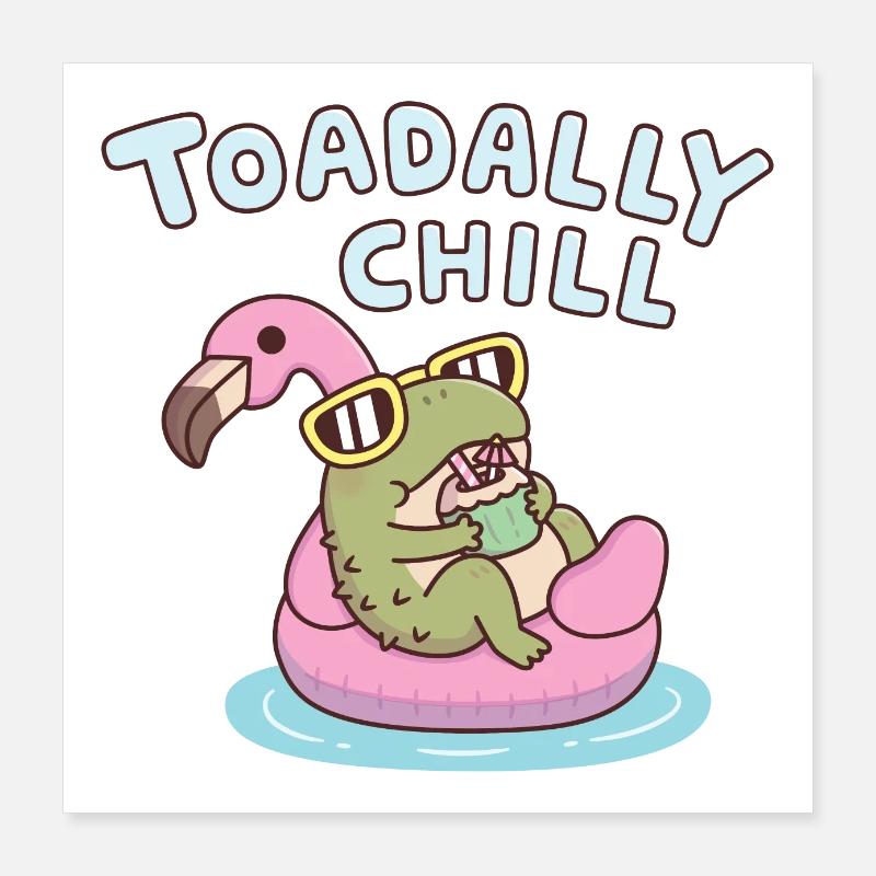 Drôle de crapaud refroidissant sur Flamingo Toadally Chill Poster 40 x 40 cm