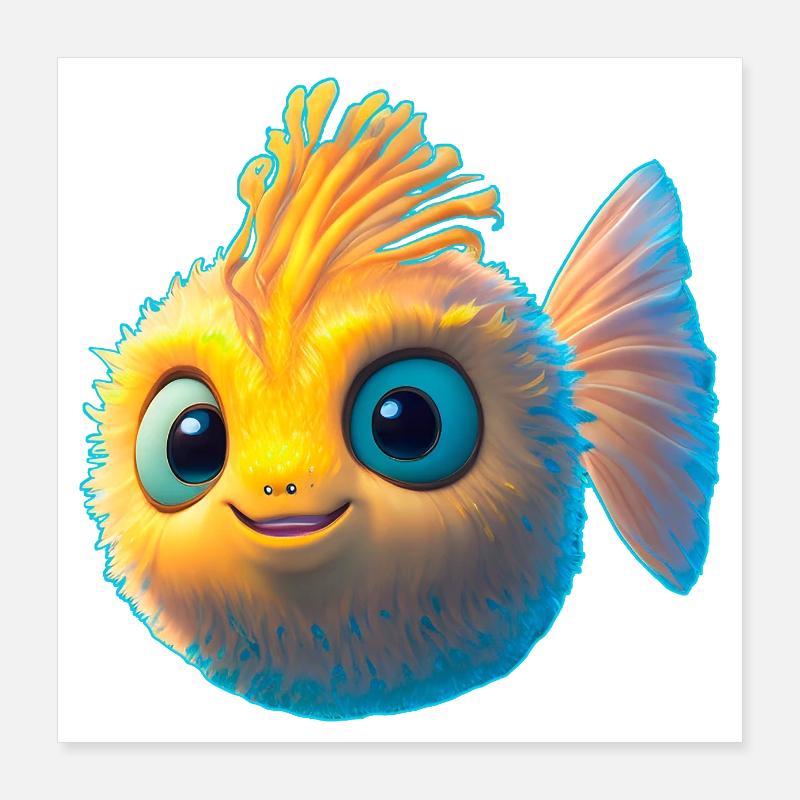 cute baby puffer fish Poster 16" x 16" (40x40 cm)