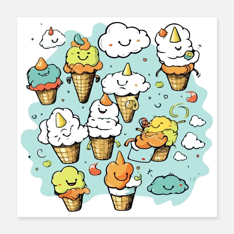 Kawaii Eis Nr. 7 Poster 40x40 cm
