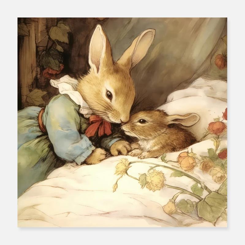 Schlafenszeit - Poster 40x40 cm - Weiß