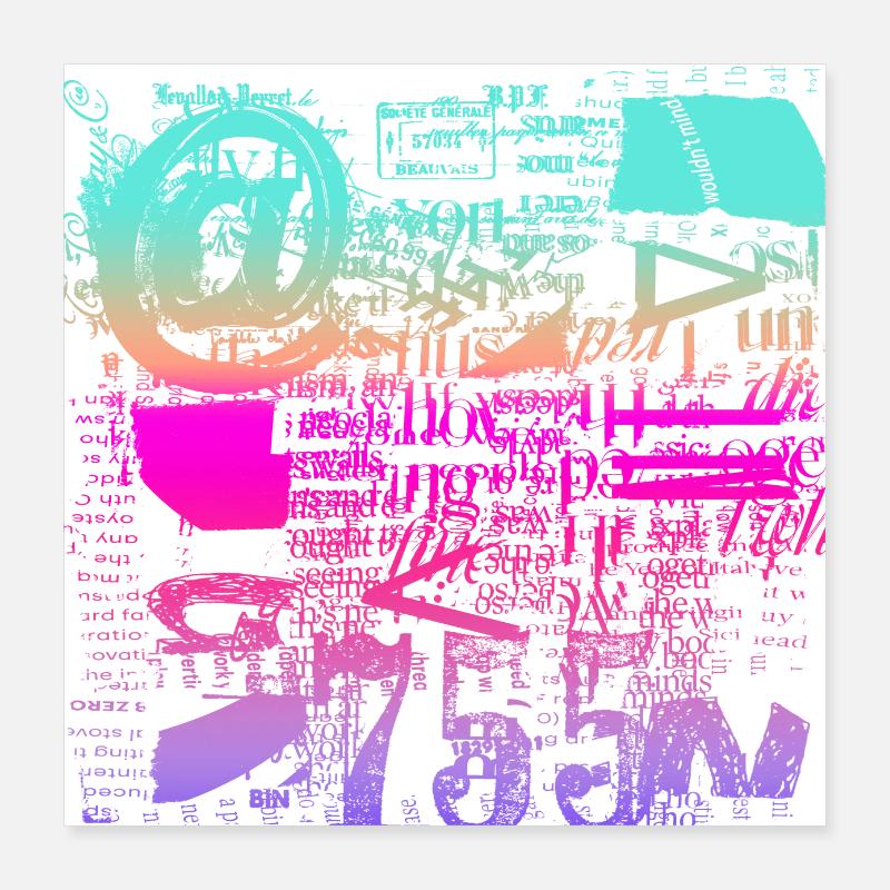 Newspaper Clipps Scrapbook Magazines Alphabet Code Poster 16" x 16" (40x40 cm)