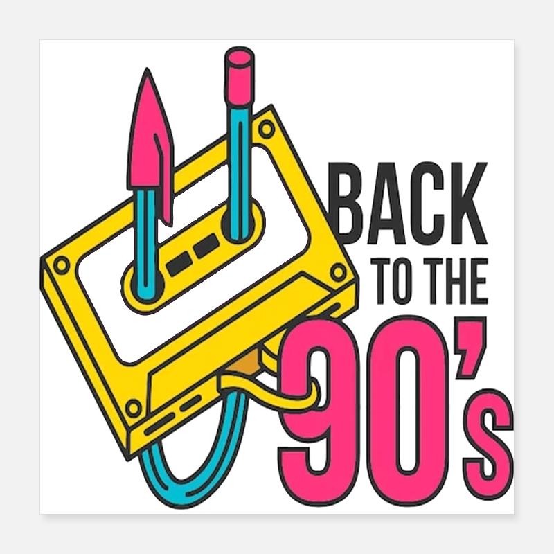 90s mignon 80s rétro vintage drôle cool nostalgie Poster 40 x 40 cm