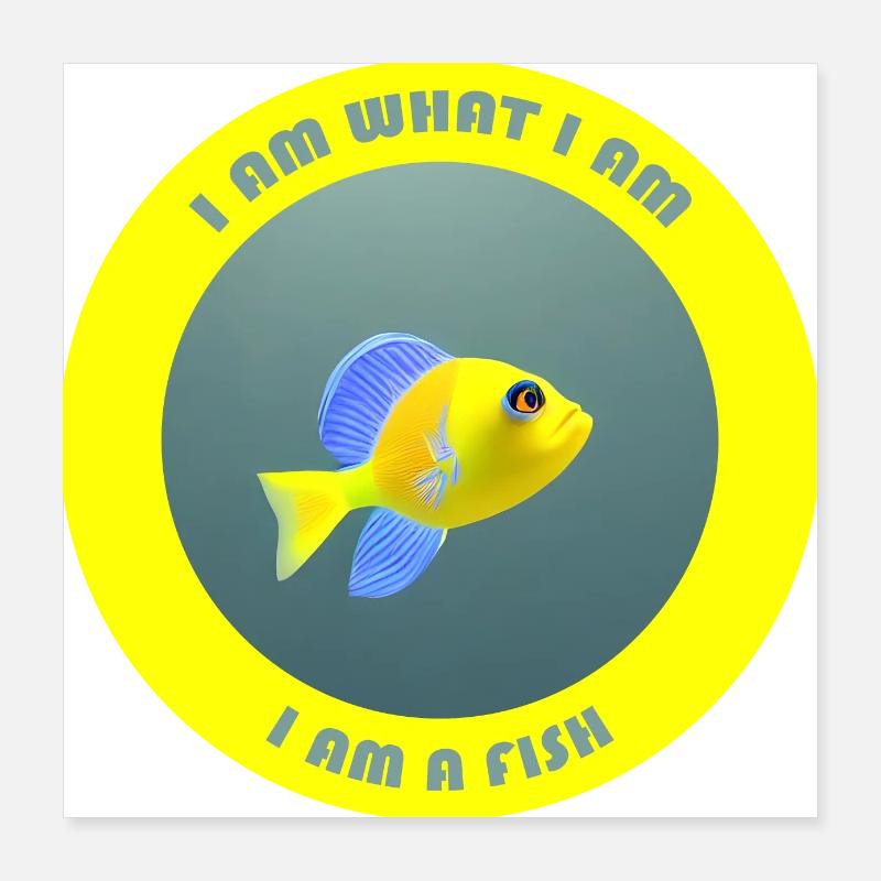 Ich bin was ich bin, ich bin ein Fisch Poster 40x40 cm