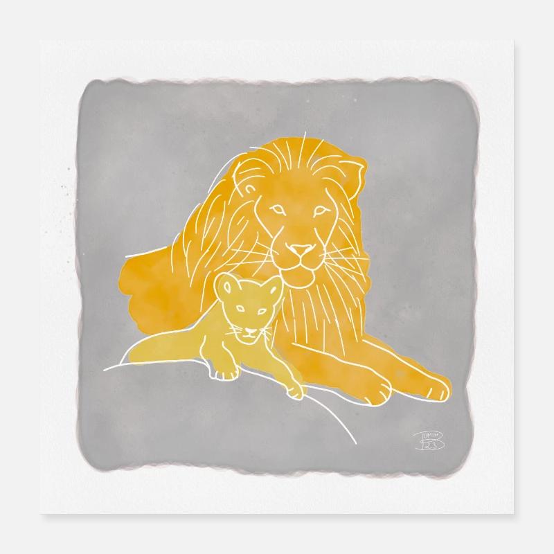 "Löwe", Boho Line Art Design, Serie „Big 5" Poster 40x40 cm