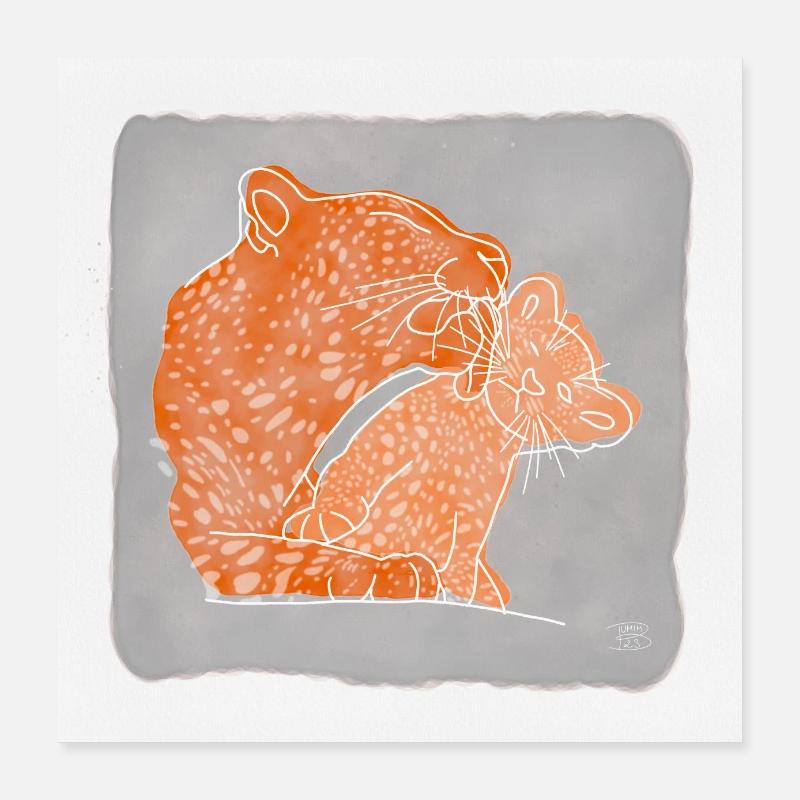 "Leopard", Boho Line Art Design, Series "Big 5" Poster 16" x 16" (40x40 cm)