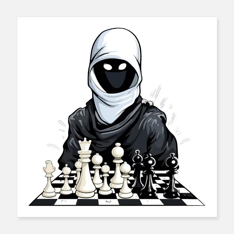 Ninja échiquéen Poster 40 x 40 cm