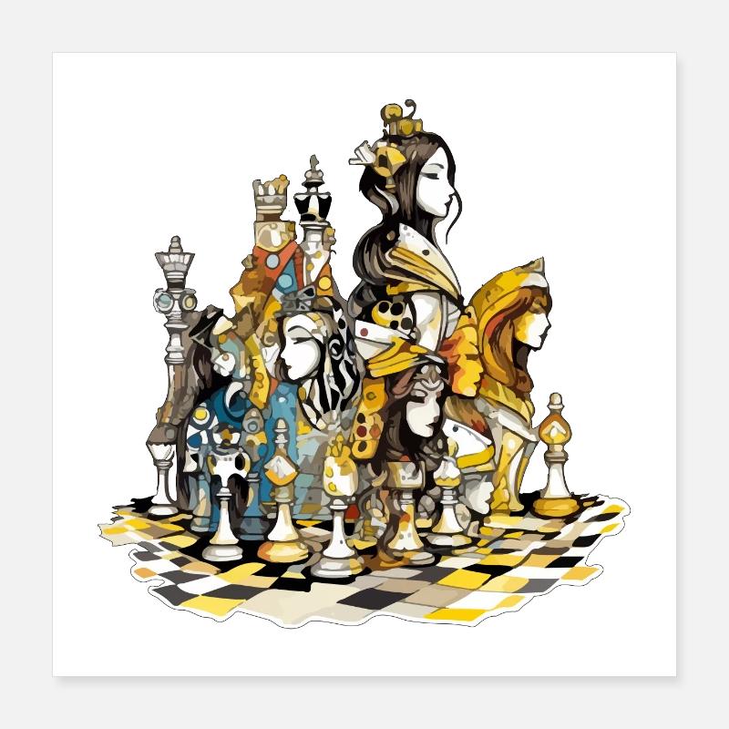 Déesses échiquéenne Poster 40 x 40 cm